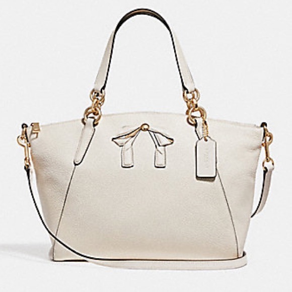 Coach Handbags - COACH Kelsey Bow cream pebbles leather crossbody bag strap shoulder bag purse